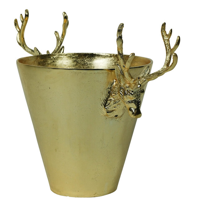 Mars & More wijnkoeler hert champagne goud medium 23X24X17cm