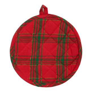 Linen & More Wonder Christmas Pannenlap Onderzetter rond goud groen rood 20cm