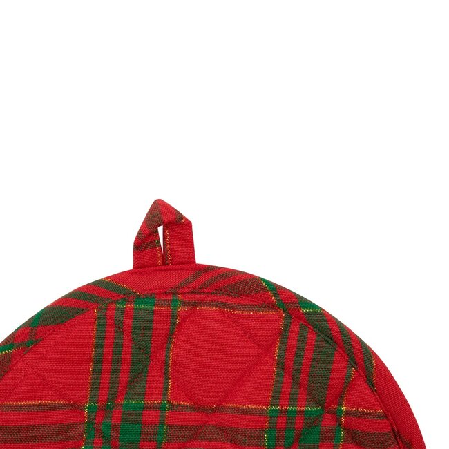 Linen & More Wonder Christmas Pannenlap Onderzetter rond goud groen rood 20cm