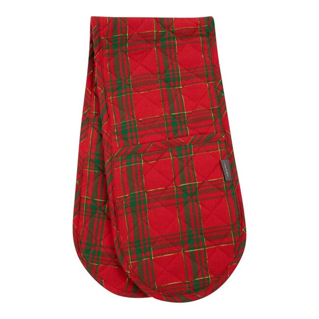 Linen & More Wonder Christmas dubbel Ovenwant goud groen rood 18x85cm