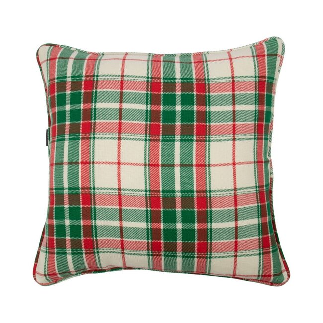 Linen & More Jingle Christmas Kussen beige groen rood 45x45cm