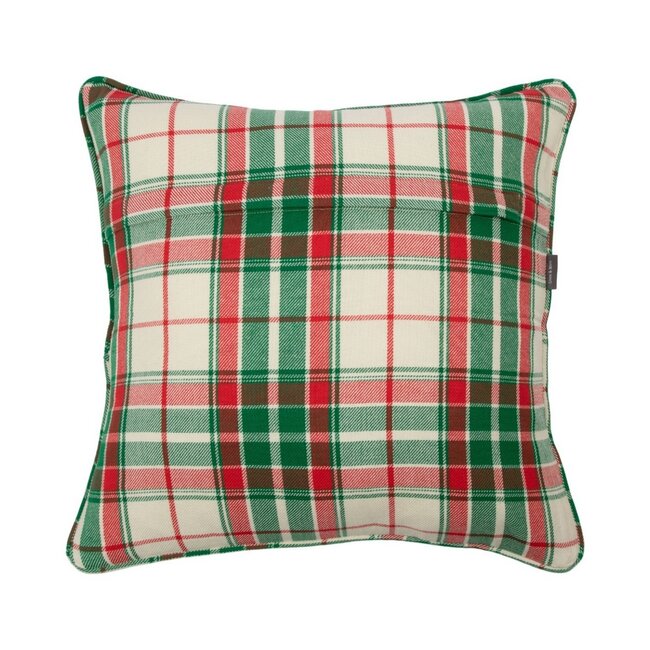 Linen & More Jingle Christmas Kussen beige groen rood 45x45cm