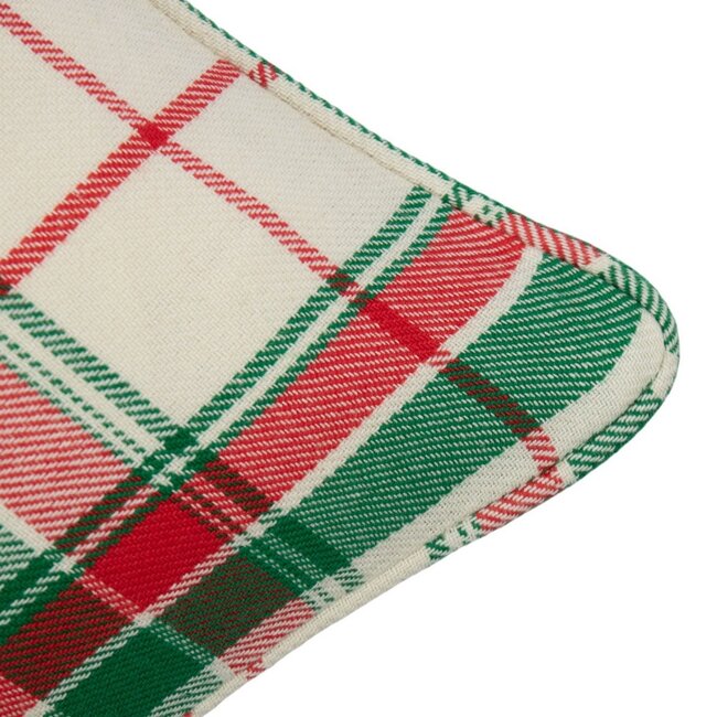Linen & More Jingle Christmas Kussen beige groen rood 45x45cm