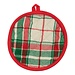 Linen & More Jingle Christmas Pannenlap Onderzetter rond beige groen rood 20cm