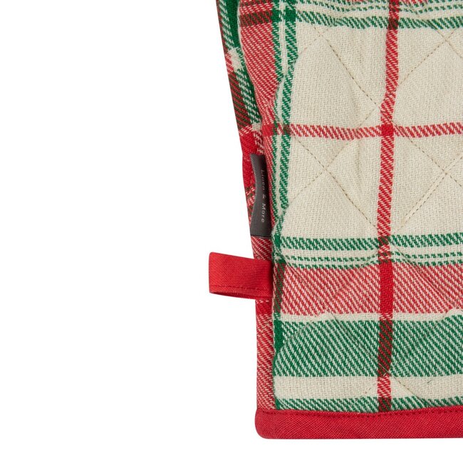 Linen & More Jingle Christmas Ovenwant beige groen rood 18x33cm