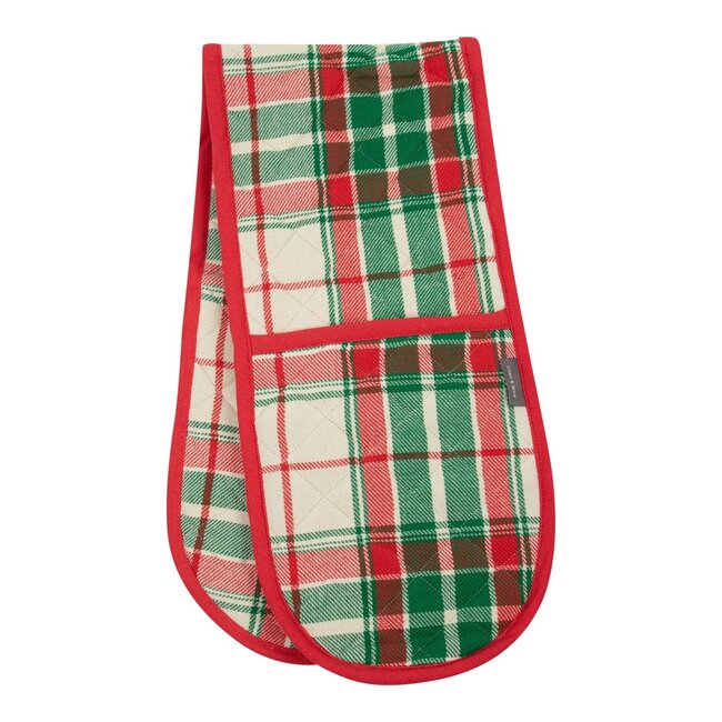 Linen & More Jingle Christmas dubbel Ovenwant beige groen rood 18x85cm