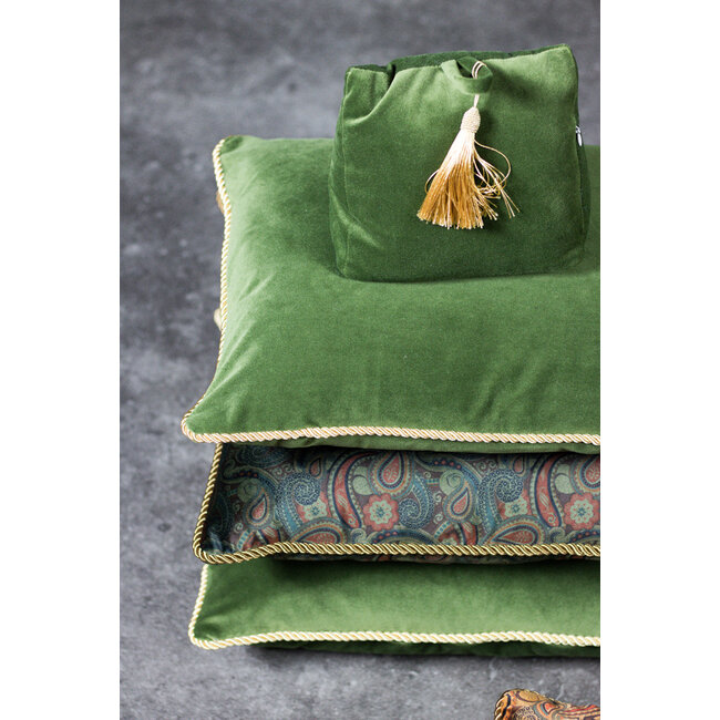 Mars & More kussen fluweel goud appel groen 45x45cm