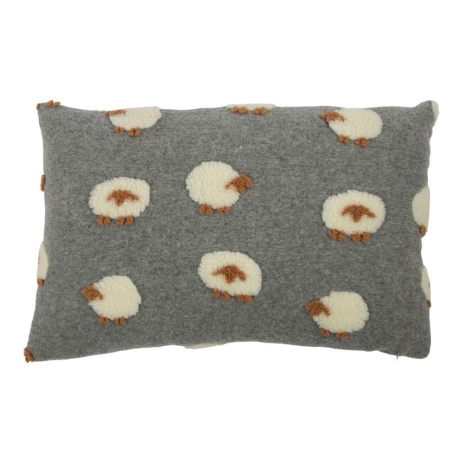Mars & More Cushion Sheeps wool grey 40x60cm