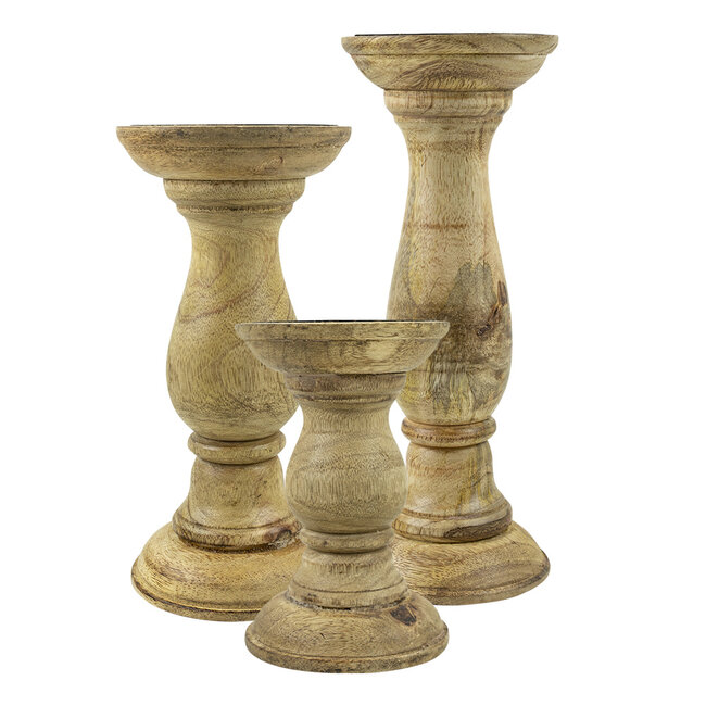 Mars & More kandelaar rond mango hout 15cm
