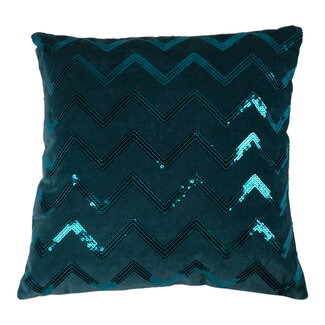 Linen & More Kussen Zigzag Sequin 45x45 Turquoise