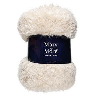 Mars & More plaid teddy langhaar all over gebroken wit 130x170cm