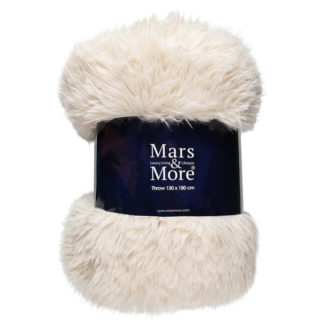 Mars & More plaid teddy langhaar all over gebroken wit 130x170cm
