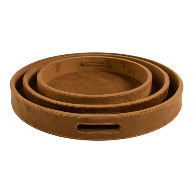 Mars & More Dienbladen rond fluweel brons dia 30, 38, 45 cm (set of 3)