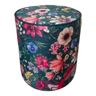 Mars & More Poef fluweel Imelda blauw 35x35x40cm