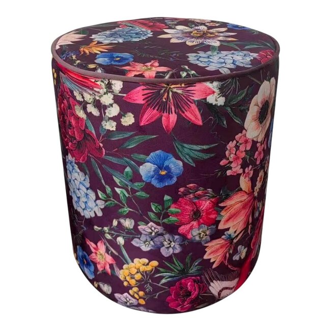 Mars & More Poef fluweel Imelda paars 35x35x40cm
