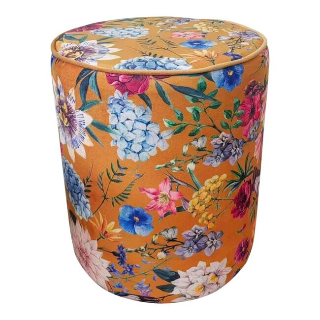 Mars & More Poef fluweel Imelda geel 35x35x40cm