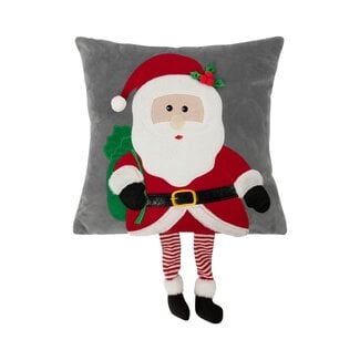 Linen & More Kerstman kussen met benen grijs 40x40cm