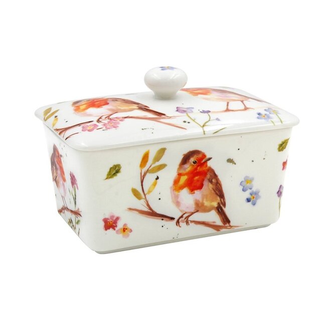 Jennifer Roos Porseleinen  Botervloot roodborst-	16x10x10