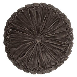 Linen en More Kanan Velvet kussen Grijs-bruin dia40x10cm - Copy