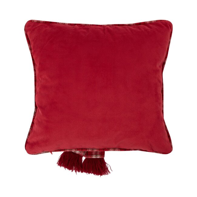 Linen & More Cat met shawl kussen bruin rood 40x40cm