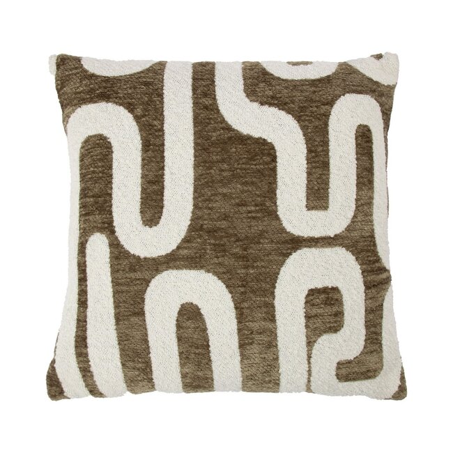 Linen & More Kussen Abstract stripes green white 45x45cm