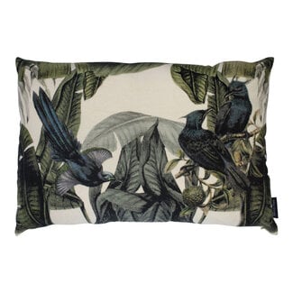 Mars en More Kussen fluweel exotische blauwe vogel 40x60cm