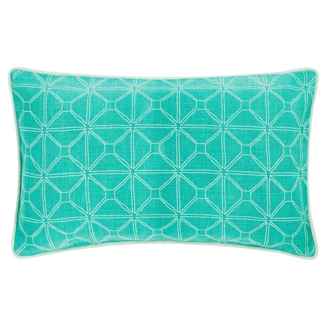 Linen & More Graphic Stonewash sierkussen groen 30x50cm