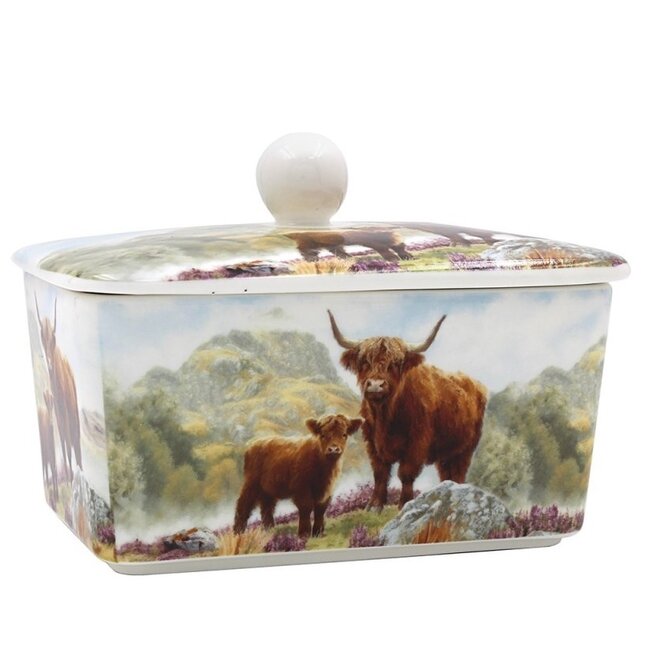 Lesser & Pavey Botervloot porselein Schotse hooglanders 16x10x10cm