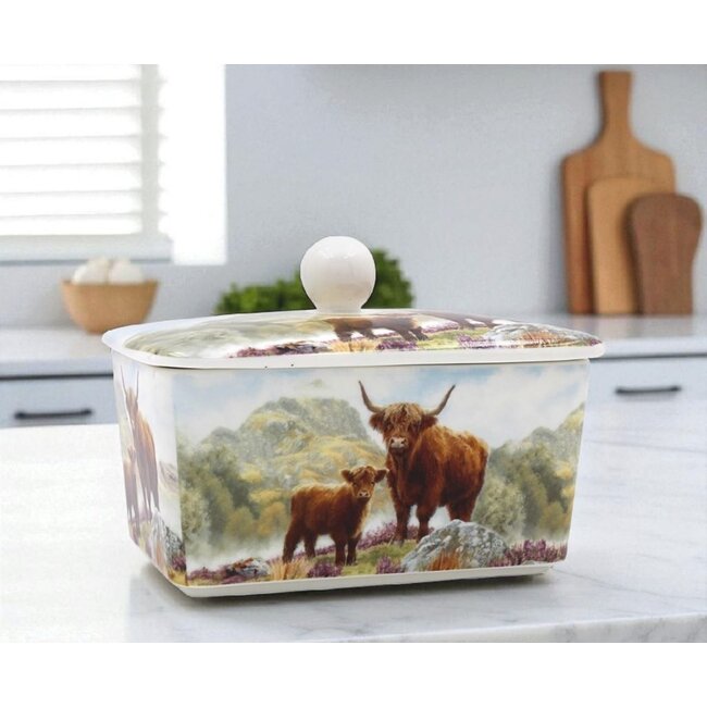 Lesser & Pavey Botervloot porselein Schotse hooglanders 16x10x10cm