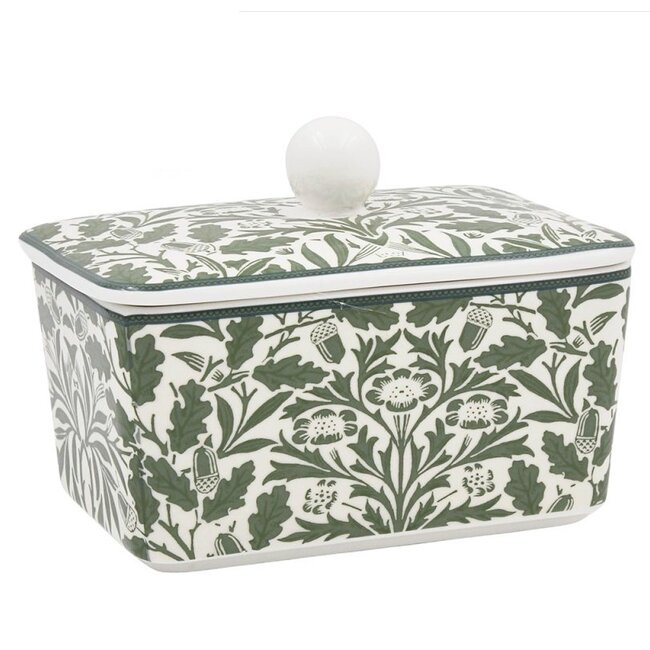 William Morris Botervloot porselein Botervloot groene bladeren met eikels 16x10x10cm