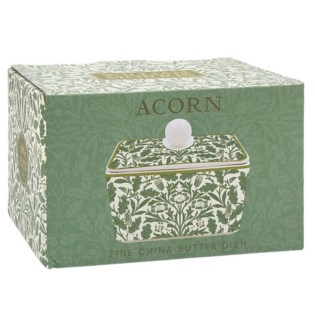 William Morris Botervloot porselein Botervloot groene bladeren met eikels 16x10x10cm