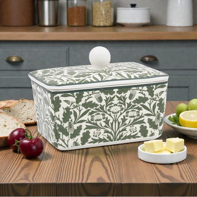 William Morris Botervloot porselein Botervloot groene bladeren met eikels 16x10x10cm