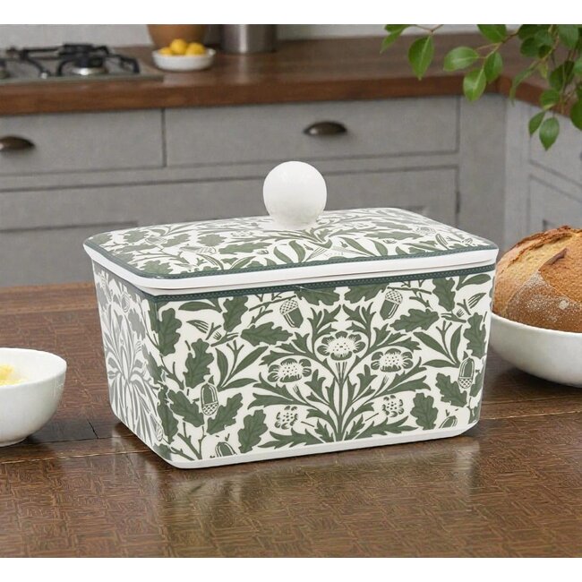 William Morris Botervloot porselein Botervloot groene bladeren met eikels 16x10x10cm