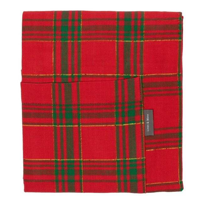 Linen & More Wonder Kerst Schort goud groen rood 75x90cm