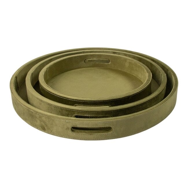 Mars & More Dienbladen rond fluweel appel groen dia 30, 38, 45 cm (set of 3)