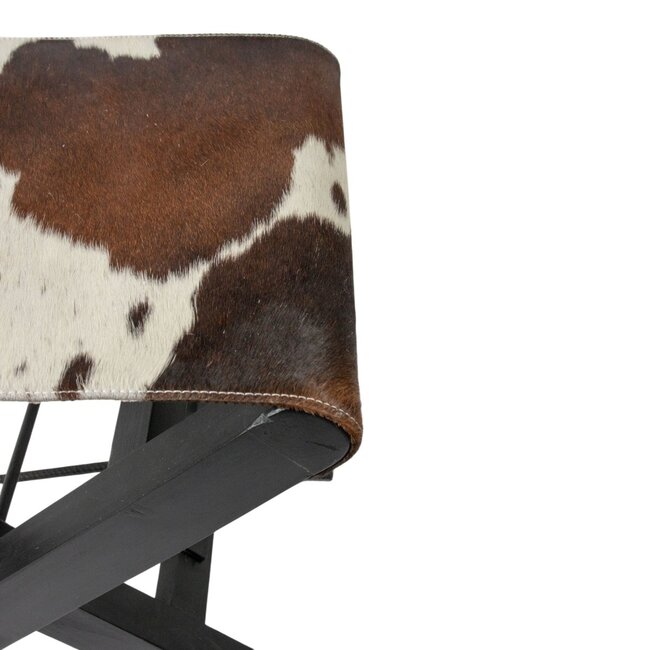 Mars & More Regisseursstoel koehuid bruin-wit opvouwbaar 48x35x45cm (bos taurus taurus)