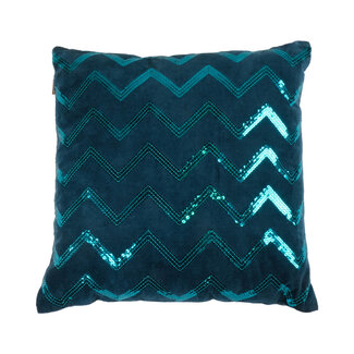 Linen & More Kussen Zigzag  45x45 Dark Turquoise