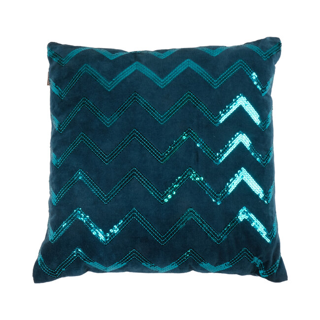 Linen & More Kussen Zigzag  45x45 Dark Turquoise