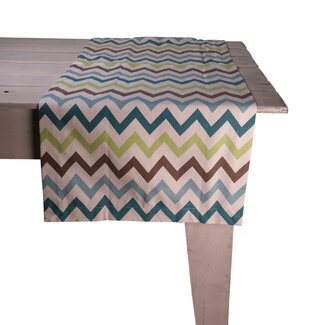 Linen & More Multi Zigzag Tafelloper Porcelain 50x140cm
