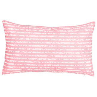2Lif Little Strepen Outdoor Sierkussen roze 30x50cm