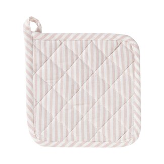 Linen & More Medium Fine Streep Pannenlap Onderzetter soft roze 20x20cm