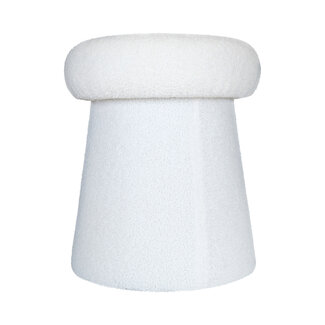 Mars & More poef teddy krul wit rond dia 40cm Mars & More poef teddy krul wit rond dia 40cm
