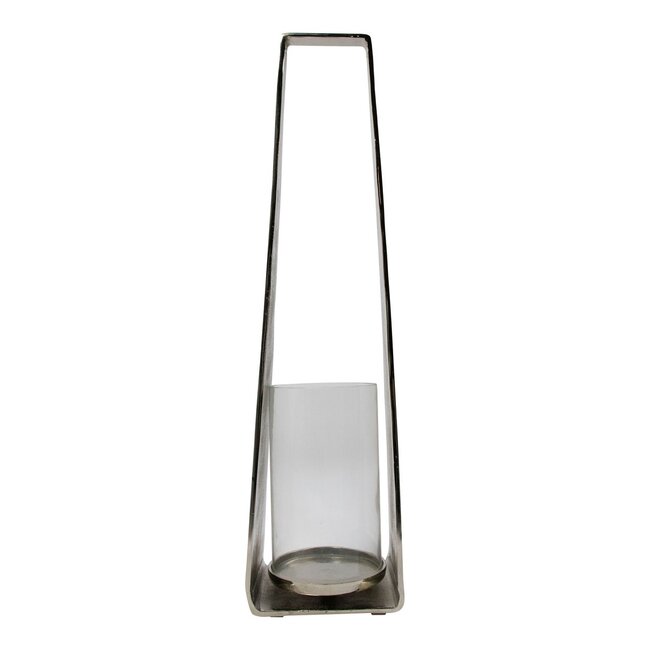 Mars & More Lantaarn modern zilver h78 d20x16cm