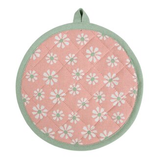 Linen & More Daisy Bloemen Pannenlap Onderzetter rond roze 20cm