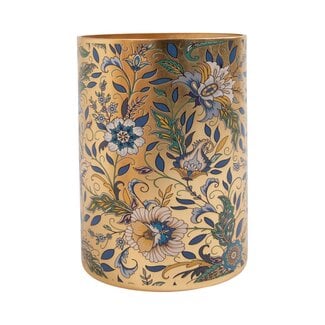 Mars & More Theelichthouder blauwe bloemen goudfolie D 24cm