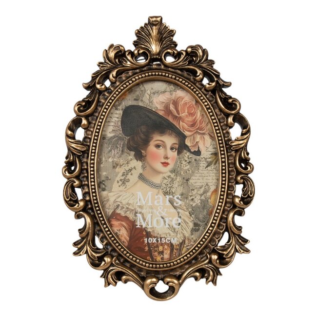 Mars & More nostalgische Fotolijst ovaal schelp hars goud 15x2,4x22,7cm