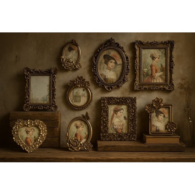 Mars & More nostalgische Fotolijst ovaal schelp hars goud 15x2,4x22,7cm