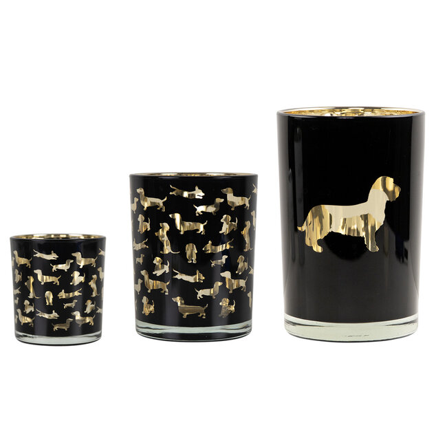 Mars & More Theelichthouder meerdere silhouetten teckels klein 8cm