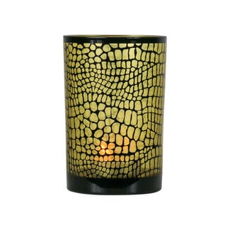 Mars & More waxinelichthouder croco print zwart large 18cm