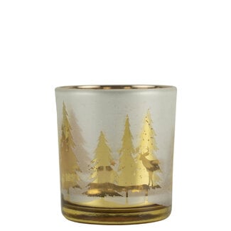 Mars & More Theelichthouder hert boom goud klein 8cm